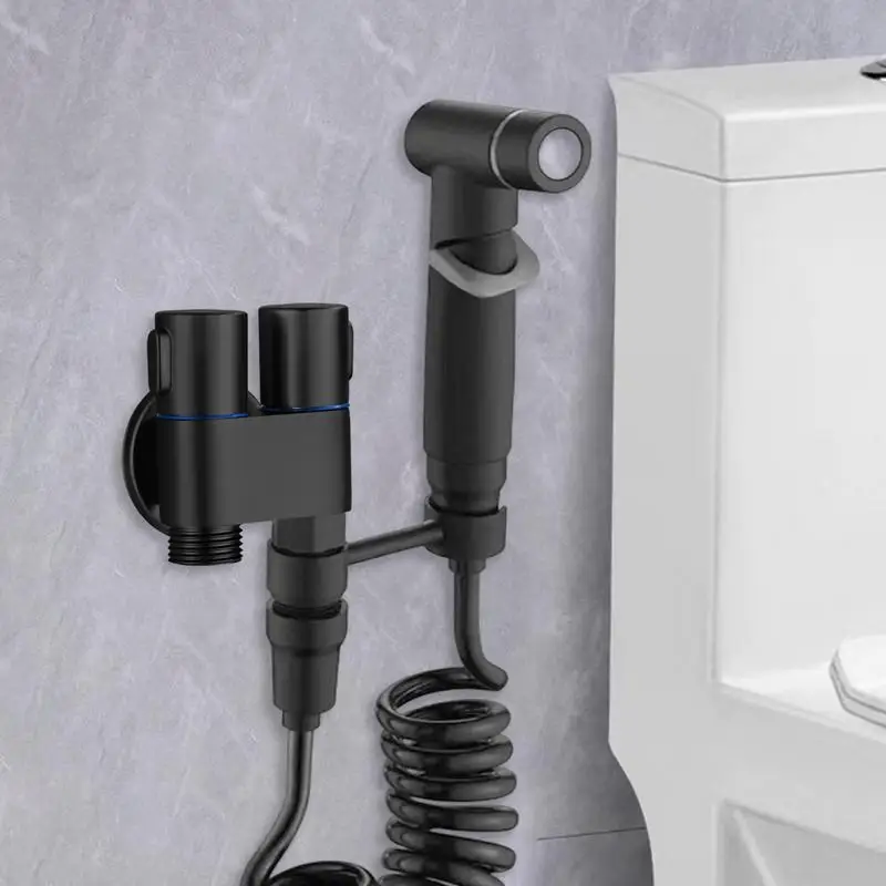 

Mounted Set Brass 2 Self 1 Toilet Bibcock Angle Bathroom Cleaning Dual Water Valve Control In Wall Bidet Sprayer For Out Divider
