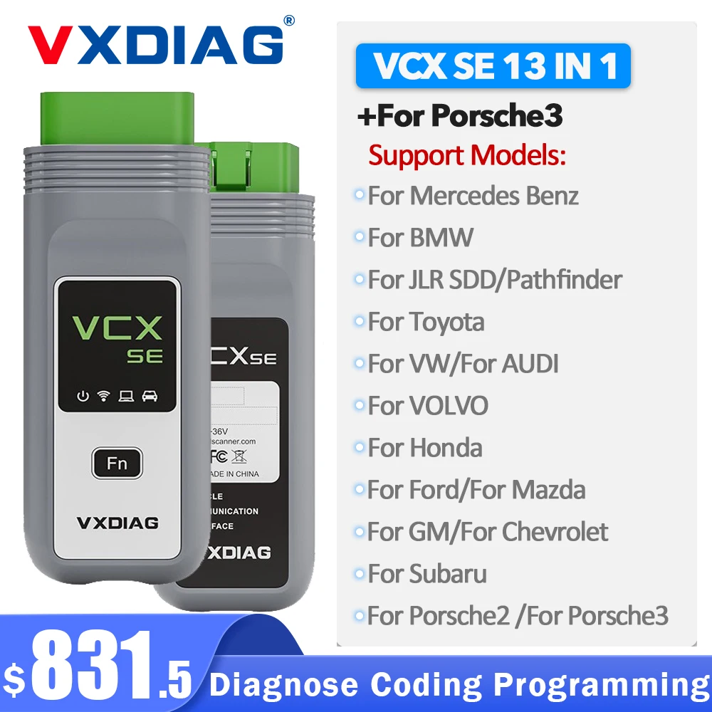 

VXDIAG VCX SE 13 in 1 for All Models Car OBD2 Scanner DoIP Diagnostic Tool for VW Benz BMW JLR Ford ECU Coding J2534 Programming