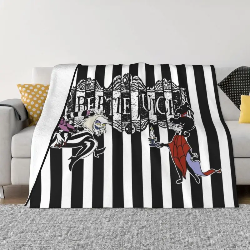 

Ультрамягкое флисовое покрывало от Beetlejuice и Lydia, теплое фланелевое одеяло с мультяшным рисунком Тима Бёртона из фильма ужасов, покрывало на ...