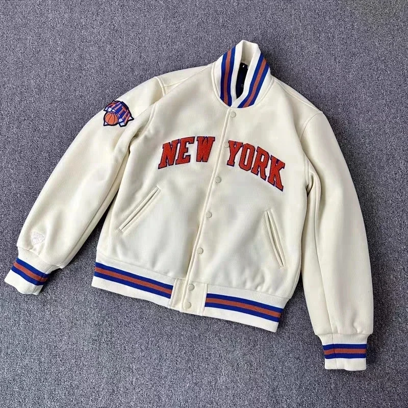 

NEW YORK Baseball Coat KITH Jacket Embroidered Logo Loose Couple Academy Coat Mens Jacket Winter