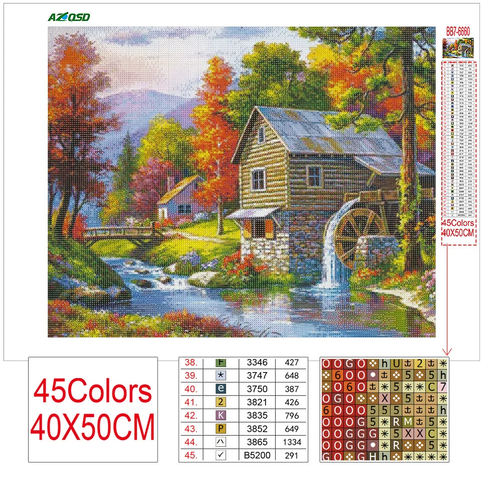 azqsd 5d diy diamond painting house new arrival gift diamond embroidery flower landscape cross stitch kits childrens room decor free global shipping