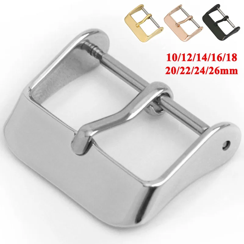 

Полированная пряжка для часов из нержавеющей стали 304, металлические аксессуары, застежка для часов 10 мм, 12 мм, 16 мм, 18 мм, 20 мм, 22 мм, 24 мм