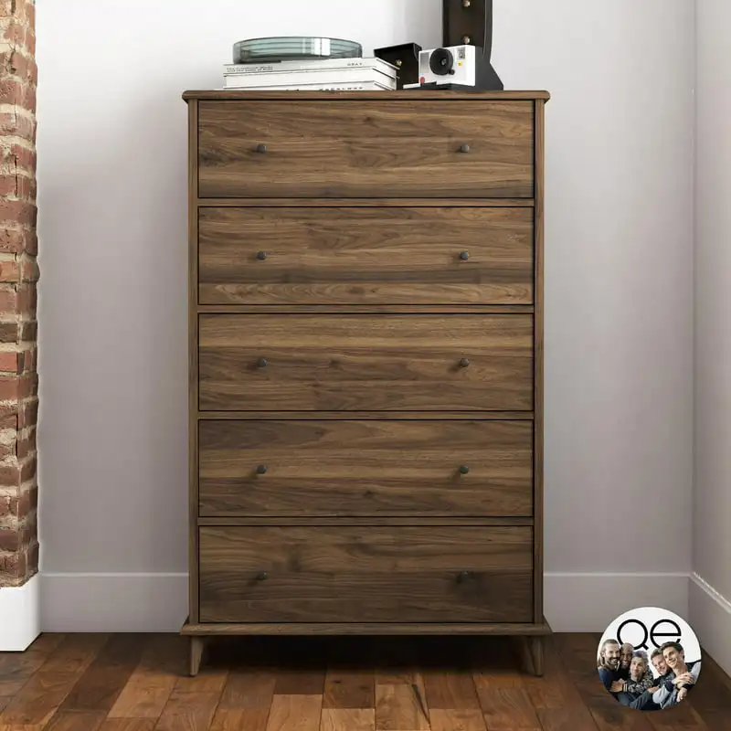 

5 Drawer Dresser, Walnut Organizadores para habitacion Bathroom organizer Wall cabinet storage Wall shelves Closet organizer Mak