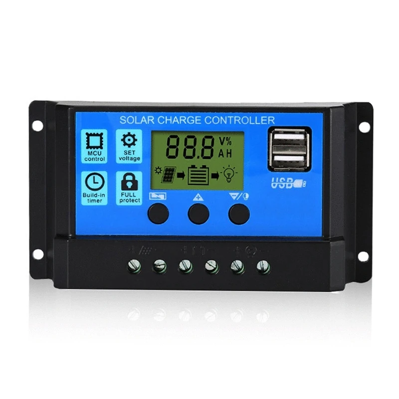 

JFBL Hot Solar Charge Controller PWM Controllers 12V 24V Auto LCD LCD Display Dual USB 5V Output Solar Panel PV Regulator