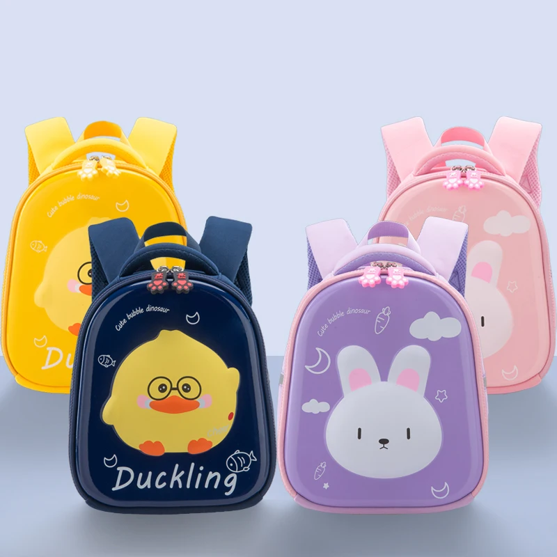 Children's School Bags for Boys and Girls Cartoon Cute Duckling Rabbit Printing School Backpack Kindergarten Kawaii Kids Bookbag