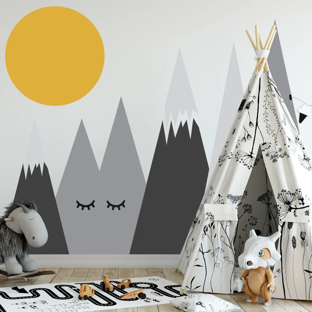 

Nordic Style Wall Stickers DIY Mountain Living Room Bedroom Wall Decor Mural Kids Room Decor Aesthetic Wallpaper
