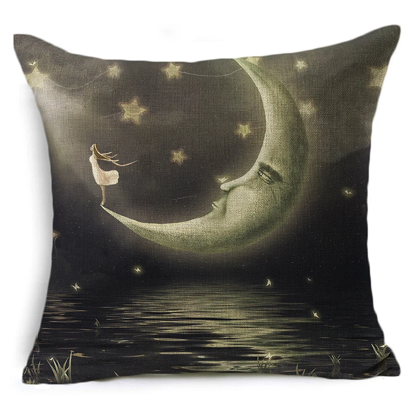 2022 чехол для подушки Луна и звезда астрологический с желтыми лунными глазами