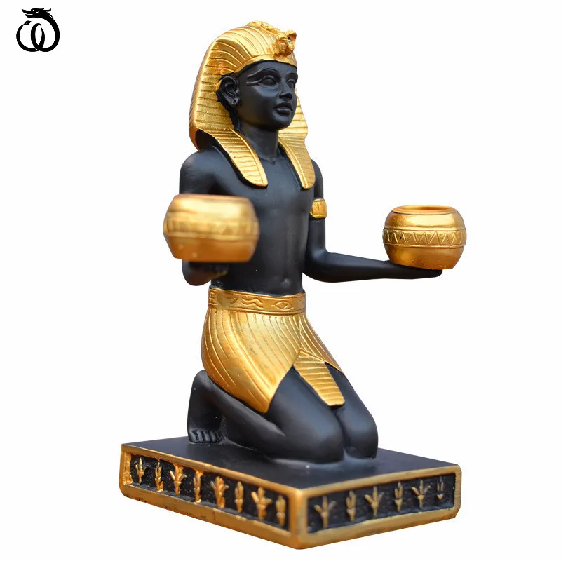 

Egyptian Pharaoh Statue Horus Sculpture Ancient Egypt Figure Figurines Double Candlestick Resin Crafts Home Decor Accessories