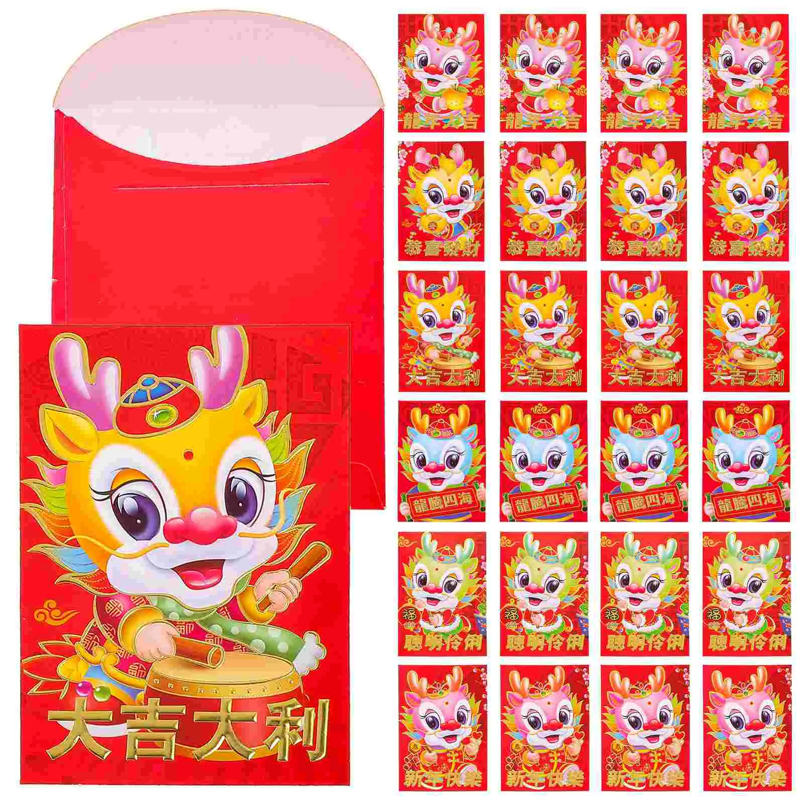 

30Pcs Decorative Money Pouches Spring Festival Packets Lovely Red Envelopes New Year Accessory (Mixed Style)