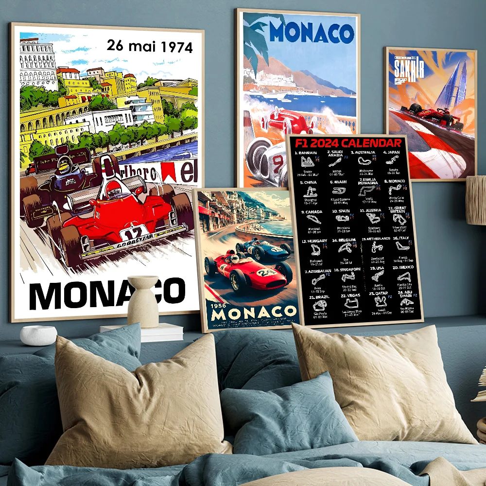 2024 F1 Марокко Винтажный Сезонный Календарь Ретро-пленка Плакат Наклейки На
