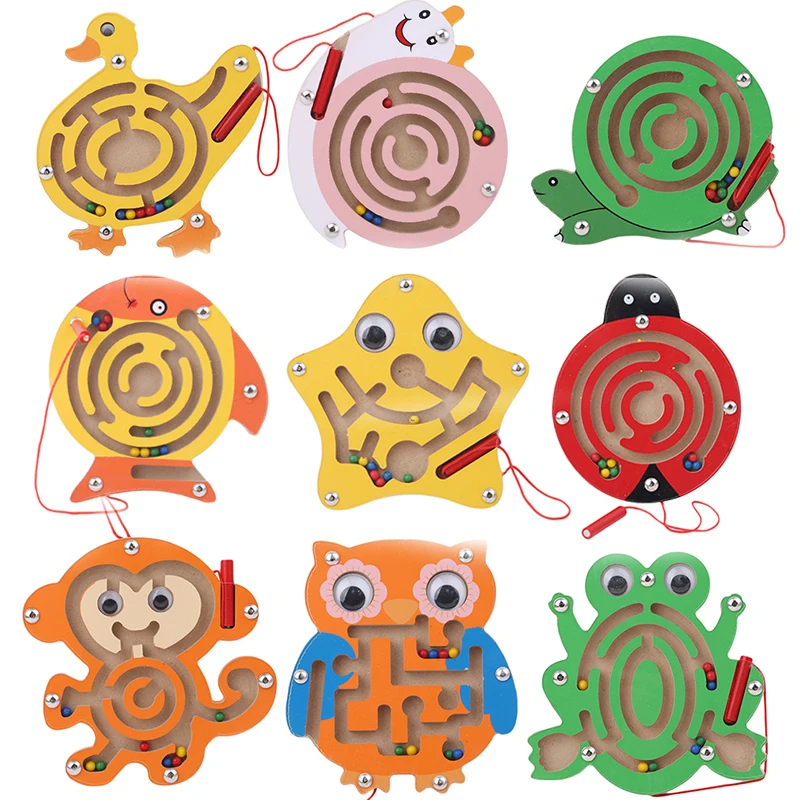 

Children Magnetic Maze Toy Kid Wooden Puzzle Game Toy Kids Early Educational Brain Teaser Wooden Toy Intellectual Jigsaw Board