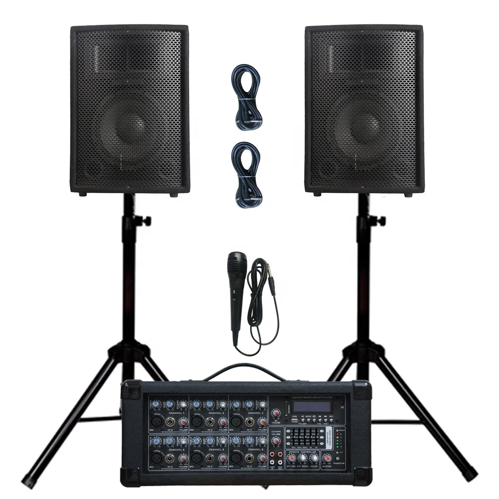 

Professional audio 1000W 2X12"Subwoofer PA system TWS karaoke sets 8 channel powered mixer Sound box bocina parlant