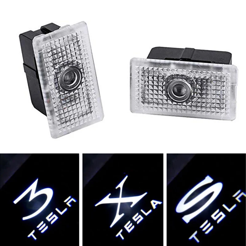 

2Pcs LED Car Door Welcome Lights Logo for TESLA MODEL X MODEL S MODEL 3 P100D Courtesy Projector Ghost Shadow Lamp Accessories