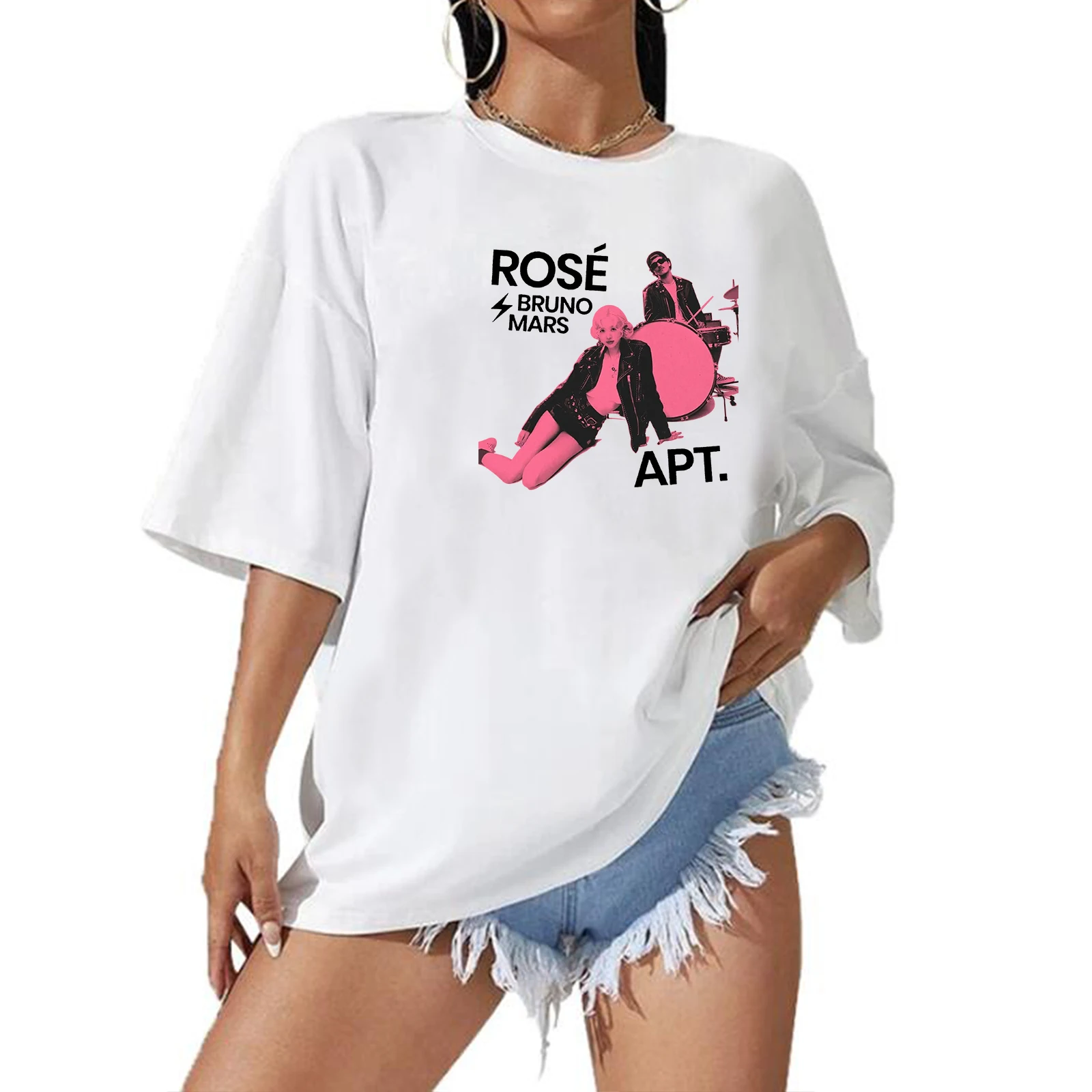 Розовая футболка Bruno Mars oversize