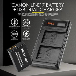 1100mAh Canon LP E17 LPE17 LP-E17 battery + USB dual charger Canon camera EOS T6i T6s 800D 8000D 200D M3 M6 750D 760D