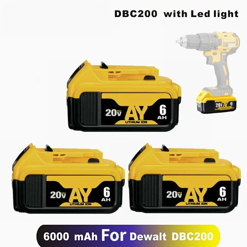 

Сменный аккумулятор для электроинструмента DeWalt DCB184 DCB181 DCB182 DCB200 20 в 3A 5A 6A 18 в 20 в