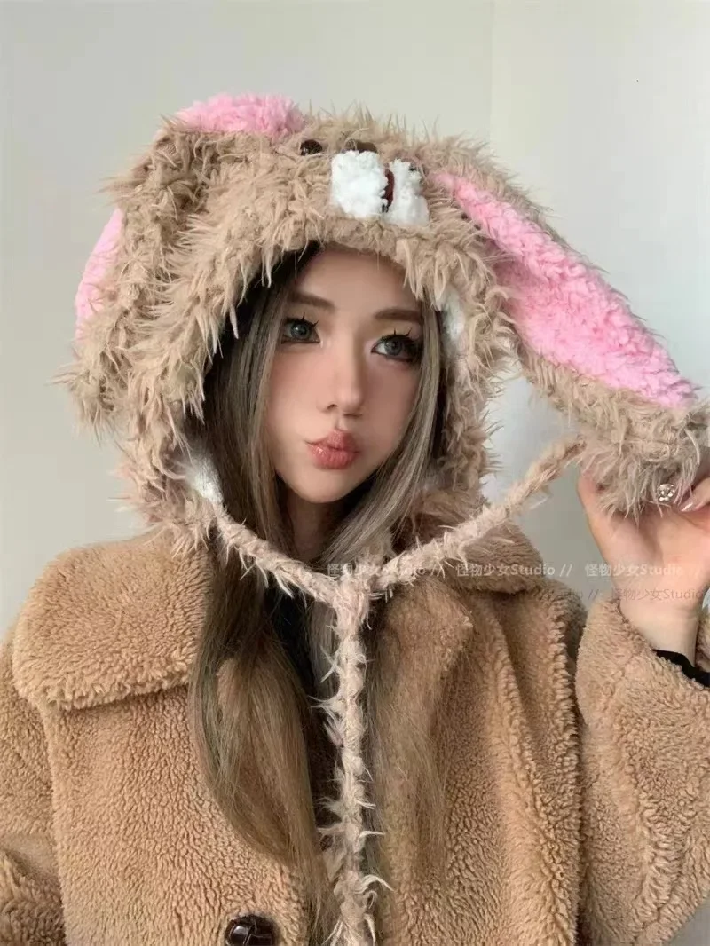 Женская Пушистая Шапка-ушанка с помпоном из овечьей шерсти