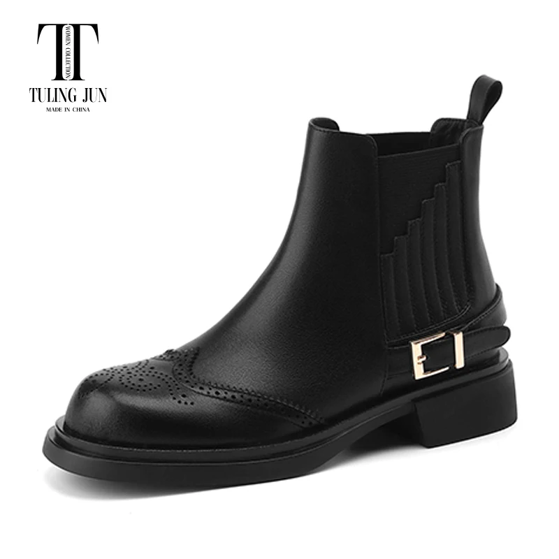 

TULING JUN 2023 Новинка Осень-зима женские ботинки Винтажные ботинки челси мягкие удобные простые ботинки для женщин L