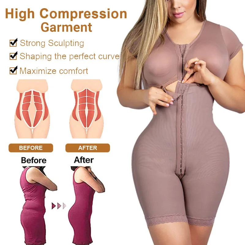 Women Fajas Colombianas Front Hooks Closure Waist Trainer Body Shaper Tummy Slimming Shapewear With Bra Underwear Корсет SKims