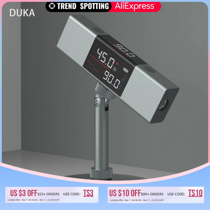 LI1 Laser Angle Casting Instrument Xiaomi DUKA Meter Measure Tools Protractor Digital Inclinometer Double-sided HD Screen | Инструменты