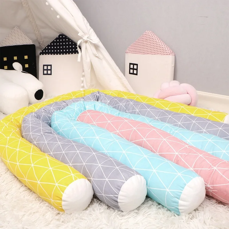 

Baby Anti-collision Bed Pad Plaid Children's Surround Babies Collision Long Strip Pillow Infant side Soft Bag Protection