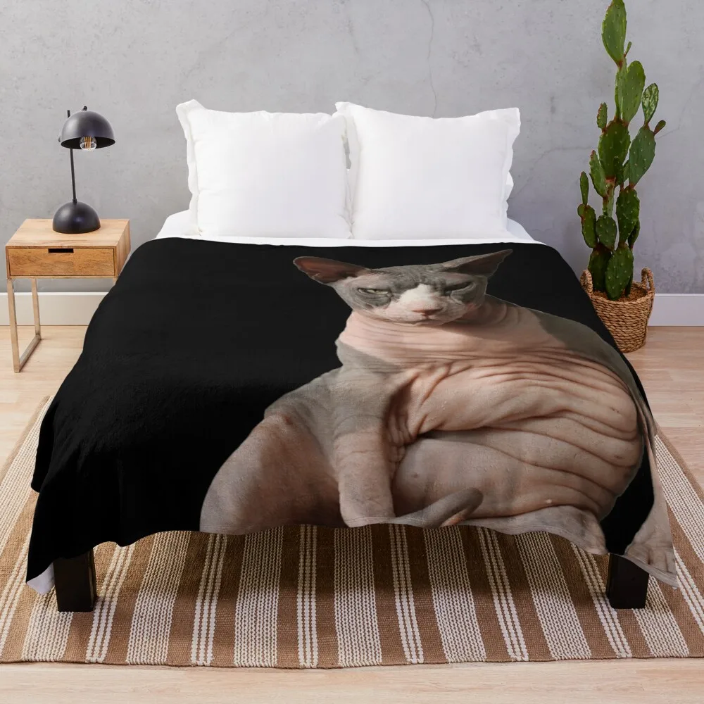 

Giant hairless cat Throw Blanket fuzzy blanket synthetic skin blanket velvet