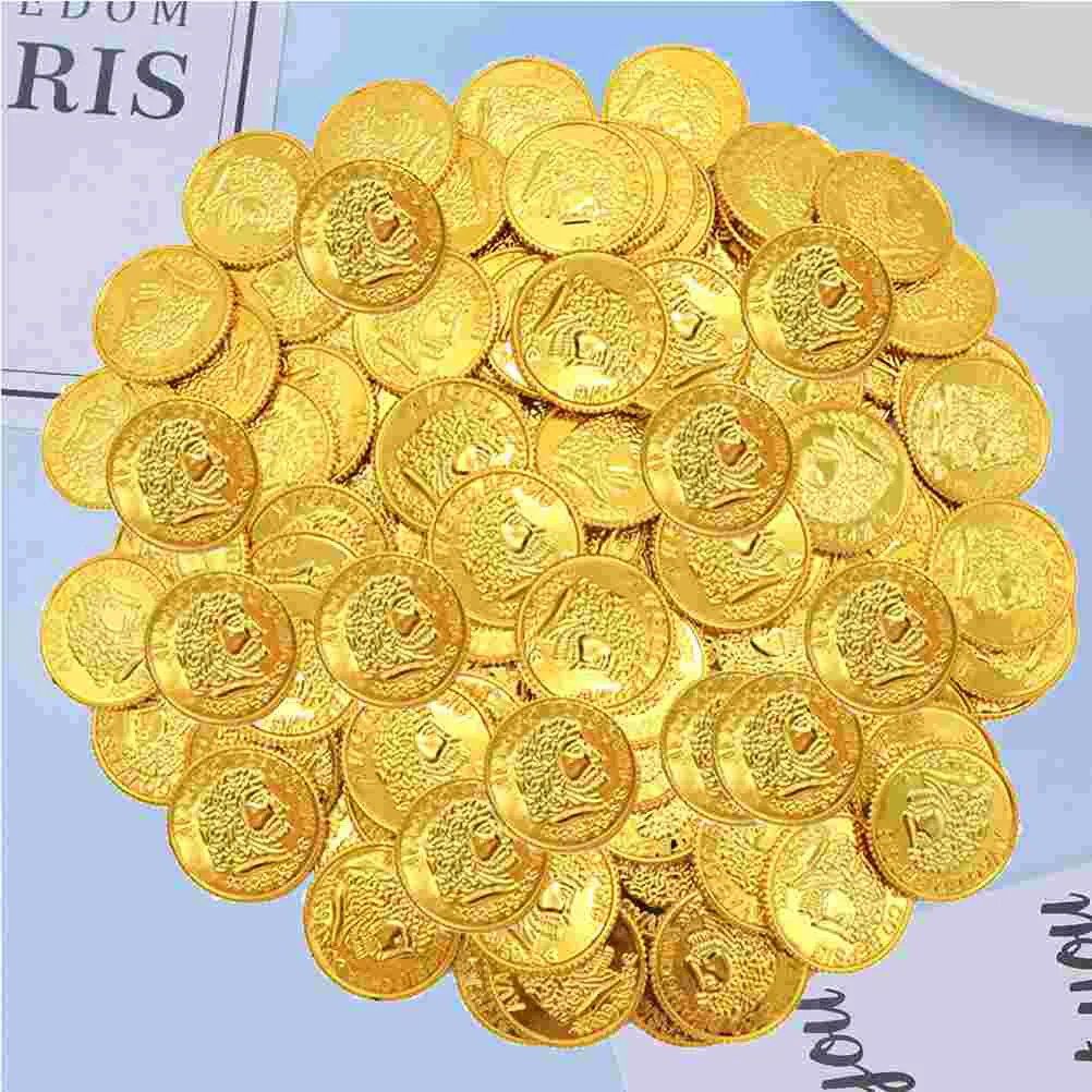 

Pirate Coins Treasure Party Coin Gold Game Toys Accessories Table Fake Toy Playset Decoration Favors Theme Booty Play Pretend