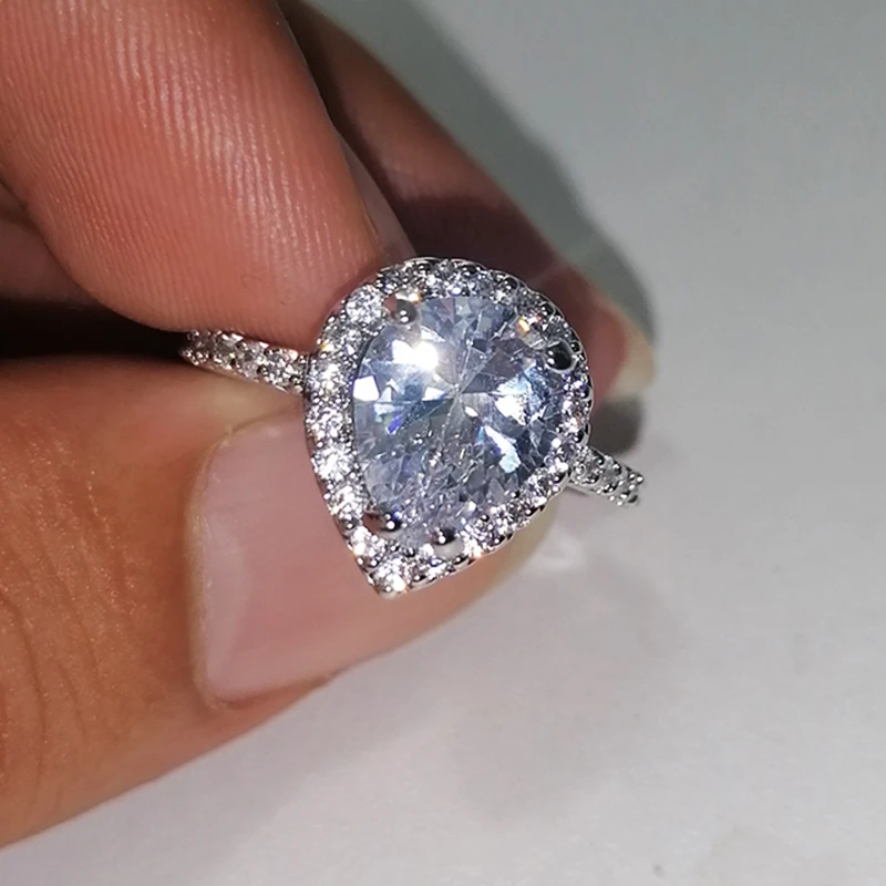 

Luxury Solitaire Drop-shaped Women Engagement Ring AAA Cubic Zirconia Proposal Rings for Girlfriend Exquisite Anniversary Gift