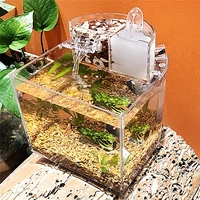 desktop mini fish tank with filter box mute filter small ecological aquarium clear fish tank aquarium 2 5w submersible pump