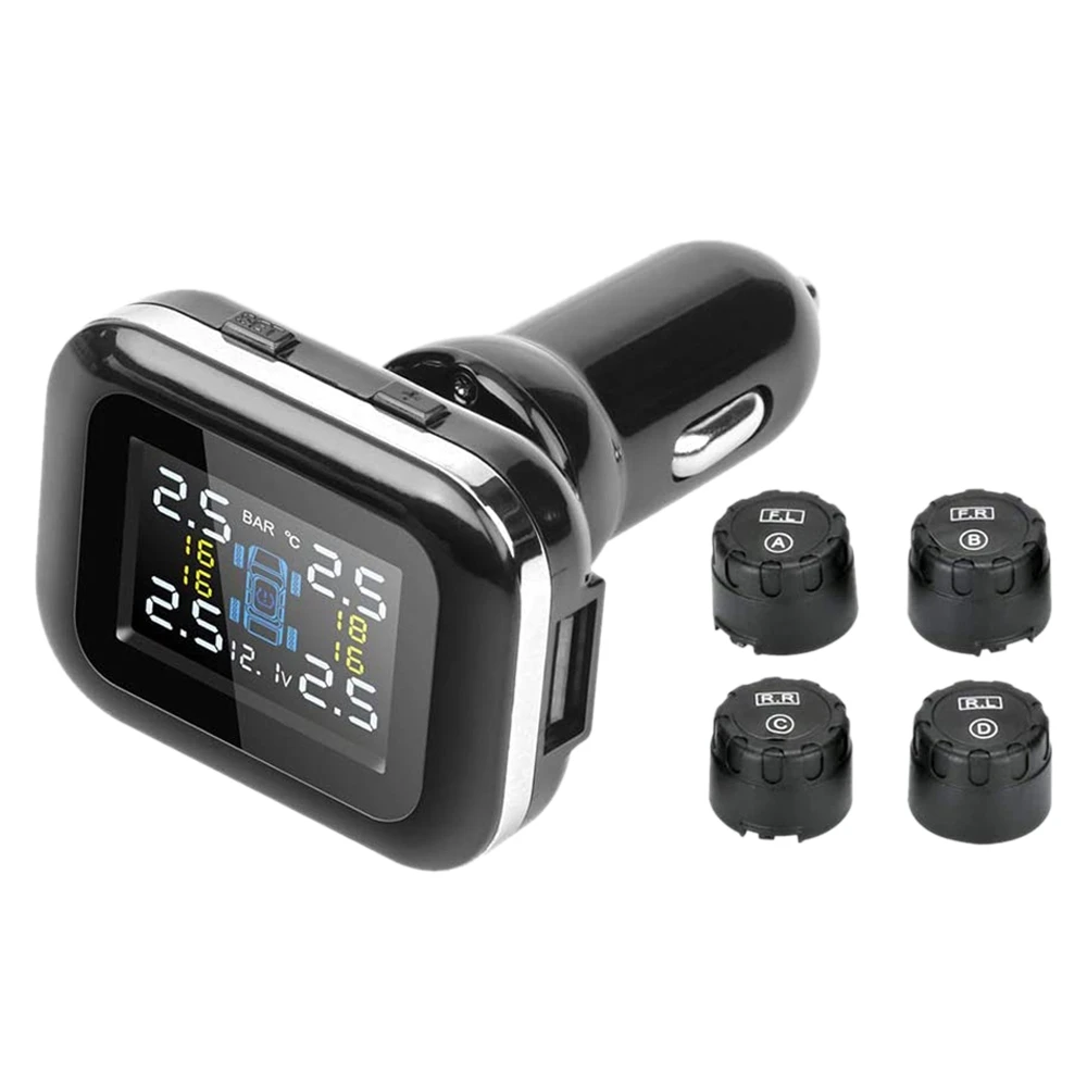

Car TPMS Tire Monitor Cigarette- Lighter Tire Pressure Alarm System Screen Can Shake USB Tire Pressure Detection System