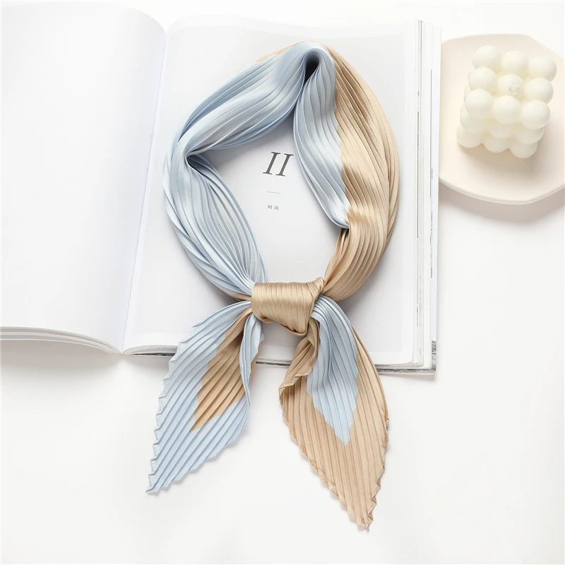 

Designer Crinkle Hair Bands Scarf For Women Headband Square Silk Scrunchies Pleated Print Luxury Brand Accessories Headware