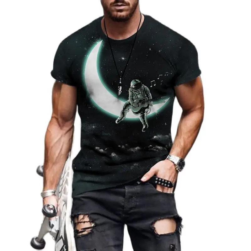 

Summer 3d Printing T-shirt Party Creative Imagination Space Astronaut Man's Short Sleeves Menswear Entleman Style Casual Tshirt