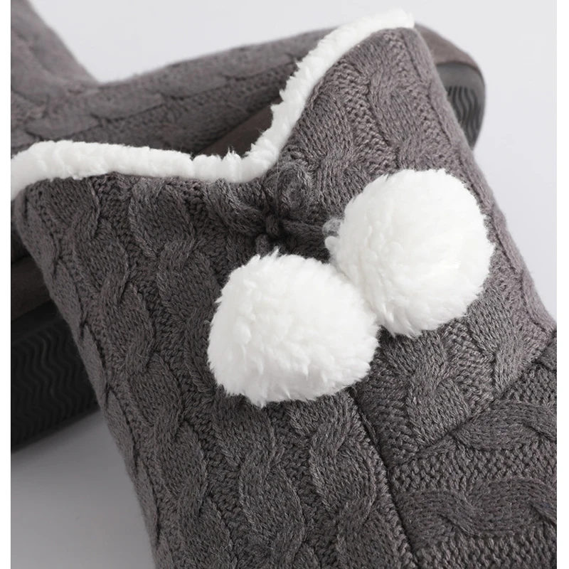 House Fluffy Slipper Womens Winter Contton Fabric Warm Plush Non Slip Fur Ball Indoor Flat Fuzzy Female Shoes Comfy Home Boots images - 6