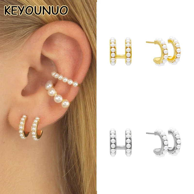 

KEYOUNUO Gold Silver Filled Pearl Stud Earrings For Women Piercing Women's Earrings Fashion Party Wedding Jewelry Wholesale