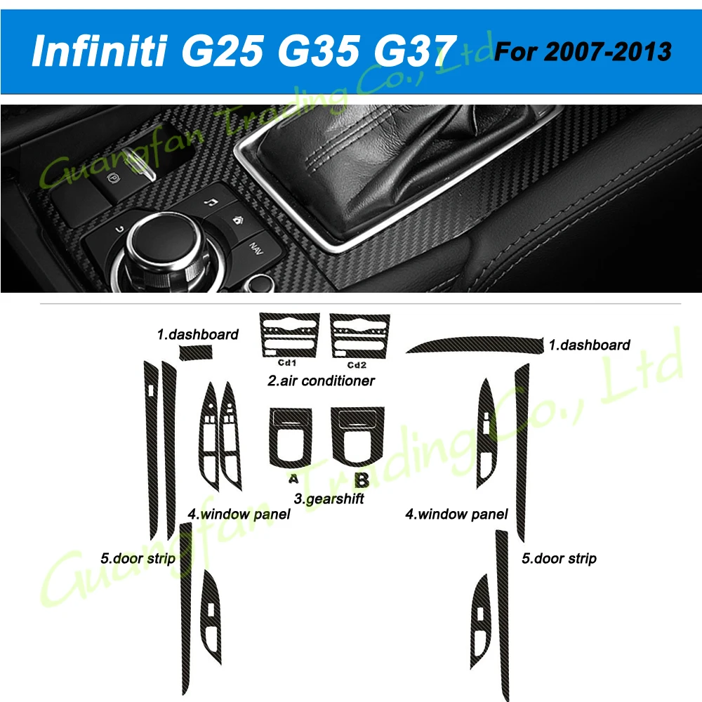

Для Infiniti G25 G35 G37 2007-2013 панель Центрального управления дверной ручки 3D 5D наклейки из углеродного волокна