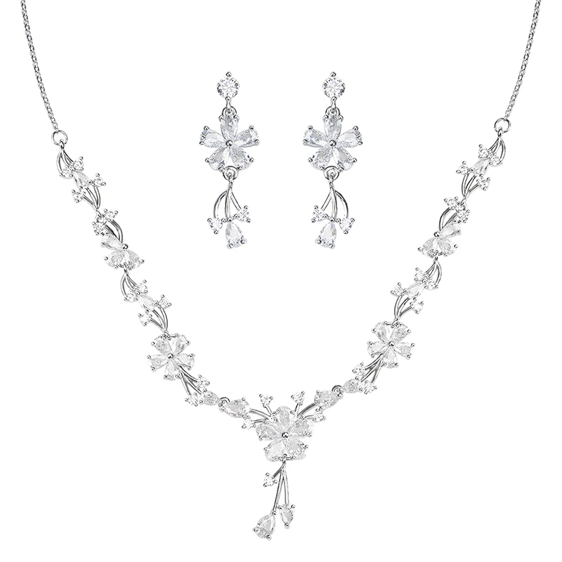 

YYSUNNY великолепный цветок заявление набор ювелирных изделий с кубическим цирконием модные серьги и ожерелье для женщин