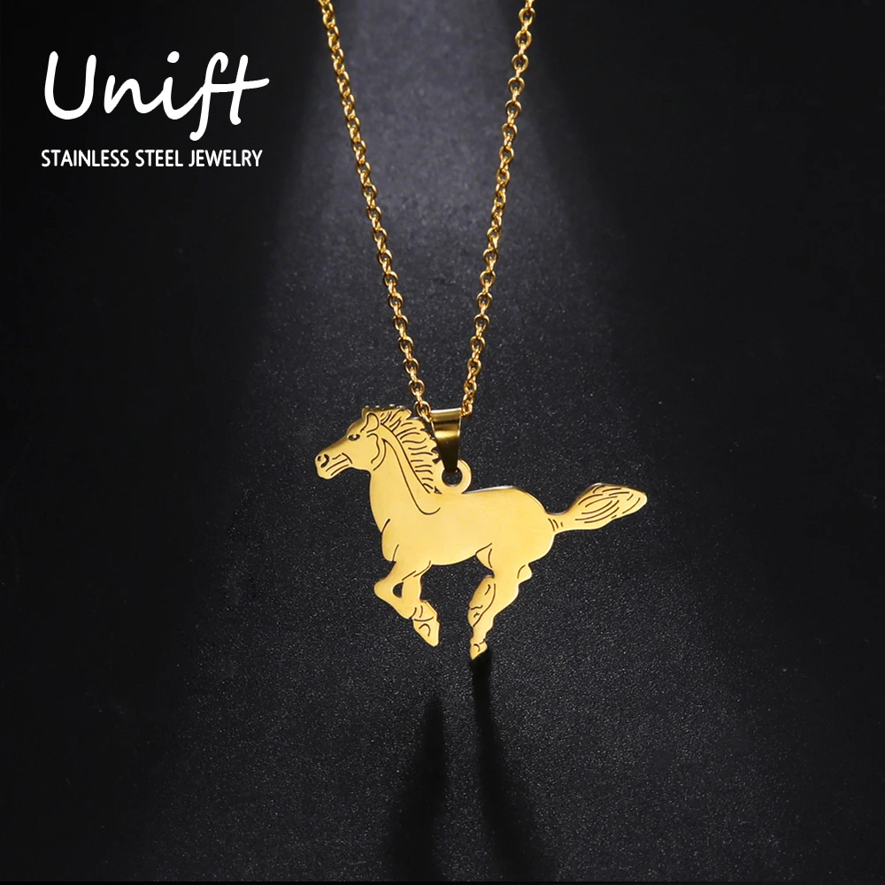 Уникальное изящное ожерелье с подвеской в виде лошади из нержавеющей стали для