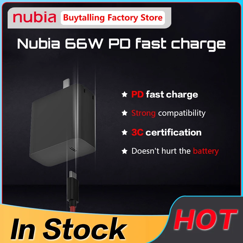 Оригинальное зарядное устройство Nubia 66 Вт PD для телефона RedMagic 6 6S Pro максимальная