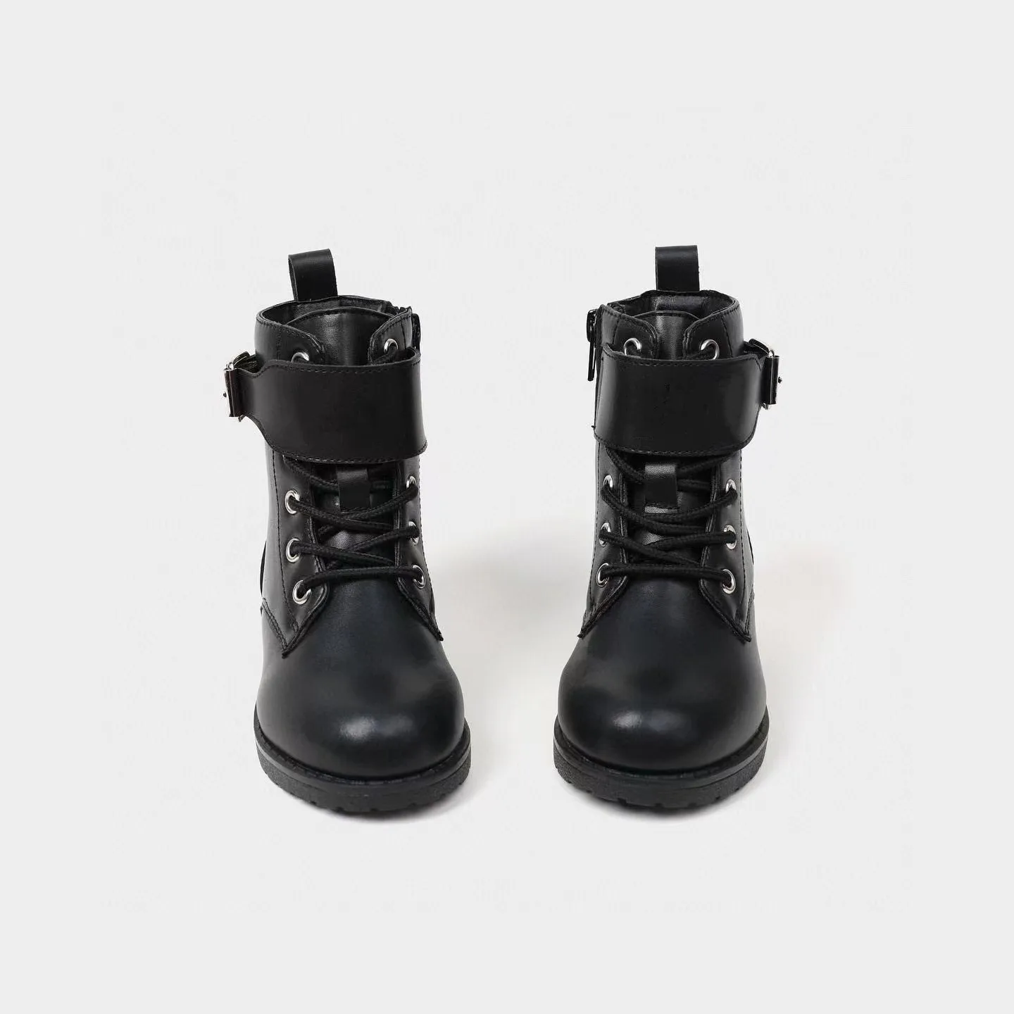 2022 Spring and autumn high-quality fashion brand black letter strap zipper Zhongbang Shoes Boys' and girls' shoes