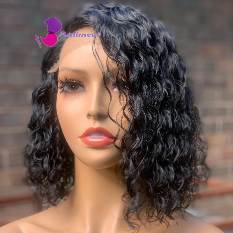 

Short Curly Bob Brazilian Virgin Cuticle Aligned Human Hair 4x4 Silk Base Lace Front Wig 150% Density Wigs for Black Women