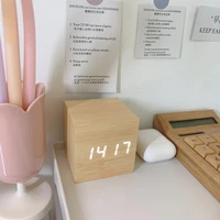 desktop wooden digital clock alarm clock for home mini mute voice activated living room kitchen led clock luminous digital clock