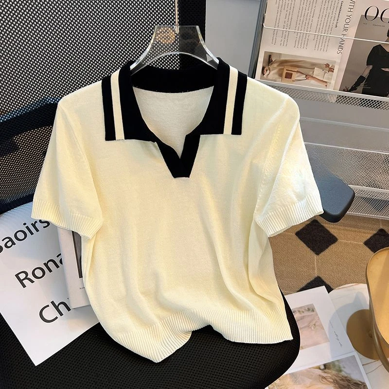 Летняя новая женская футболка с коротким рукавом женский Шелковый модный топ