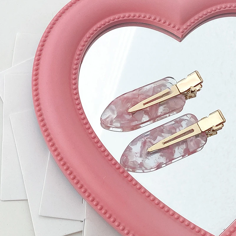 2PCS Прості рожеві безшовні затискачі для волосся Інструмент для укладання волосся в корейському стилі для жінок Солодкий свіжий чубчик Затискач Качкодзьоб Затискачі Шпильки