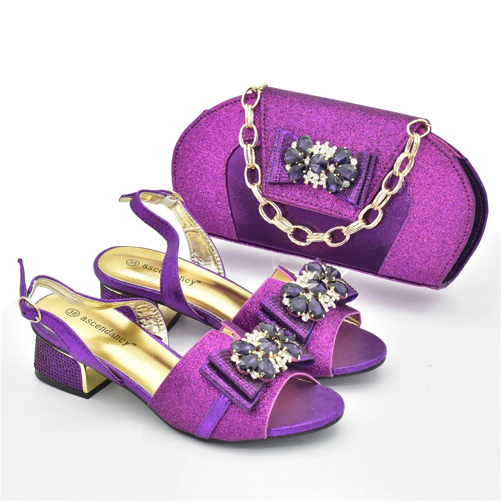 

Doershow, модная женская модель, итальянская обувь фиолетового цвета с подходящей сумкой, украшенная стразами! SQW1-13