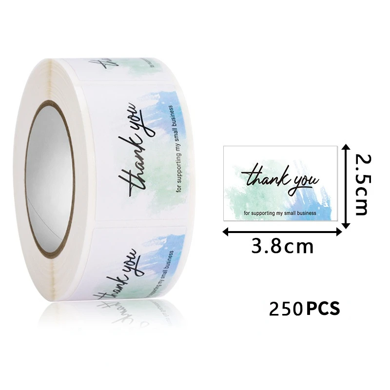 

Thank You Sticker 250 Labels Per Roll Gift Wrapping Decoration Paper Self-adhesive Label Rectangle Stickers flower sticker