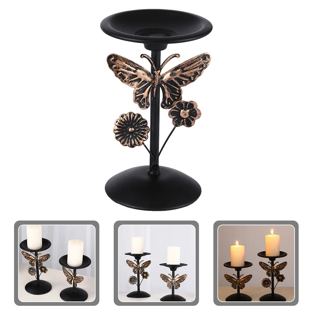 

Metal Holder Household Simple Candlestick Candleholder Pillar Center Table Decor