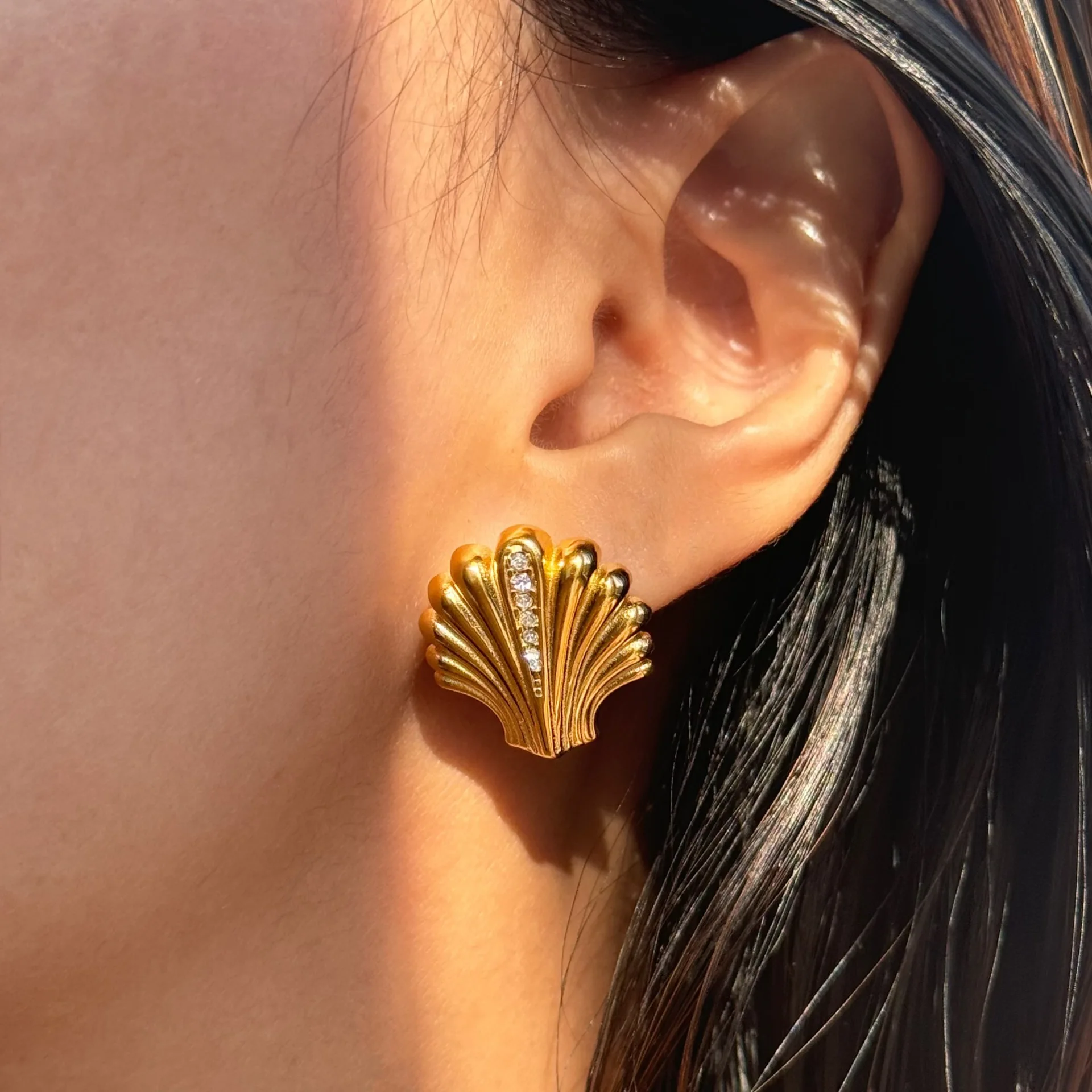 Женские позолоченные серьги-гвоздики из нержавеющей стали 18 К