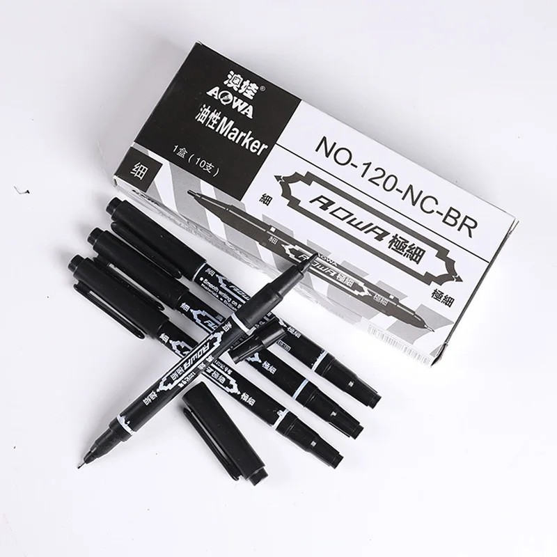 

Перманентные водостойкие масляные маркеры, 6 шт./партия, двойной наконечник, 0,5 мм-1 мм, тонкий наконечник, ручки манга, красные, черные, синие чернила, художественные принадлежности