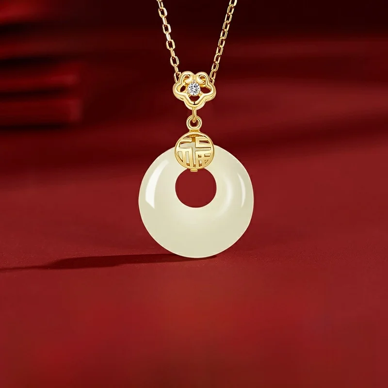 Meirui Mi Hetian нефритовое ожерелье с пряжкой мира легкое роскошное колье 2024 новое