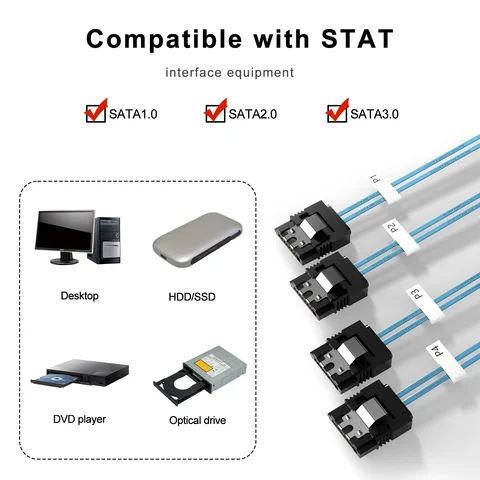 Кабель Sata к Sata, 6 портов/комплект, кабель SATA 3.0 с датой, 7-контактный на 7-контактный кабель Sas, 12 Гбит/с, кабель для жесткого диска для сервера NAS PC